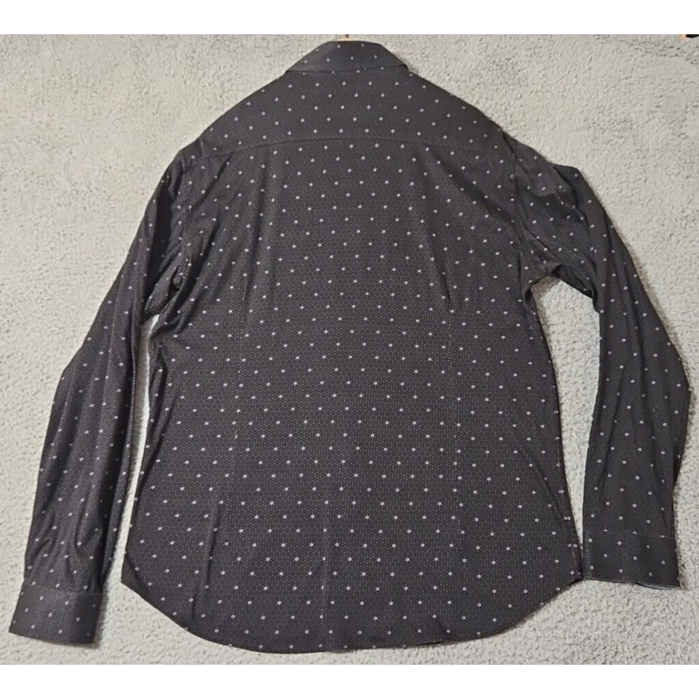 Buttercloth Short Sleeve Shirt Mens Size Large Black Polka Dot Cotton Stretch - Picture 3 of 8